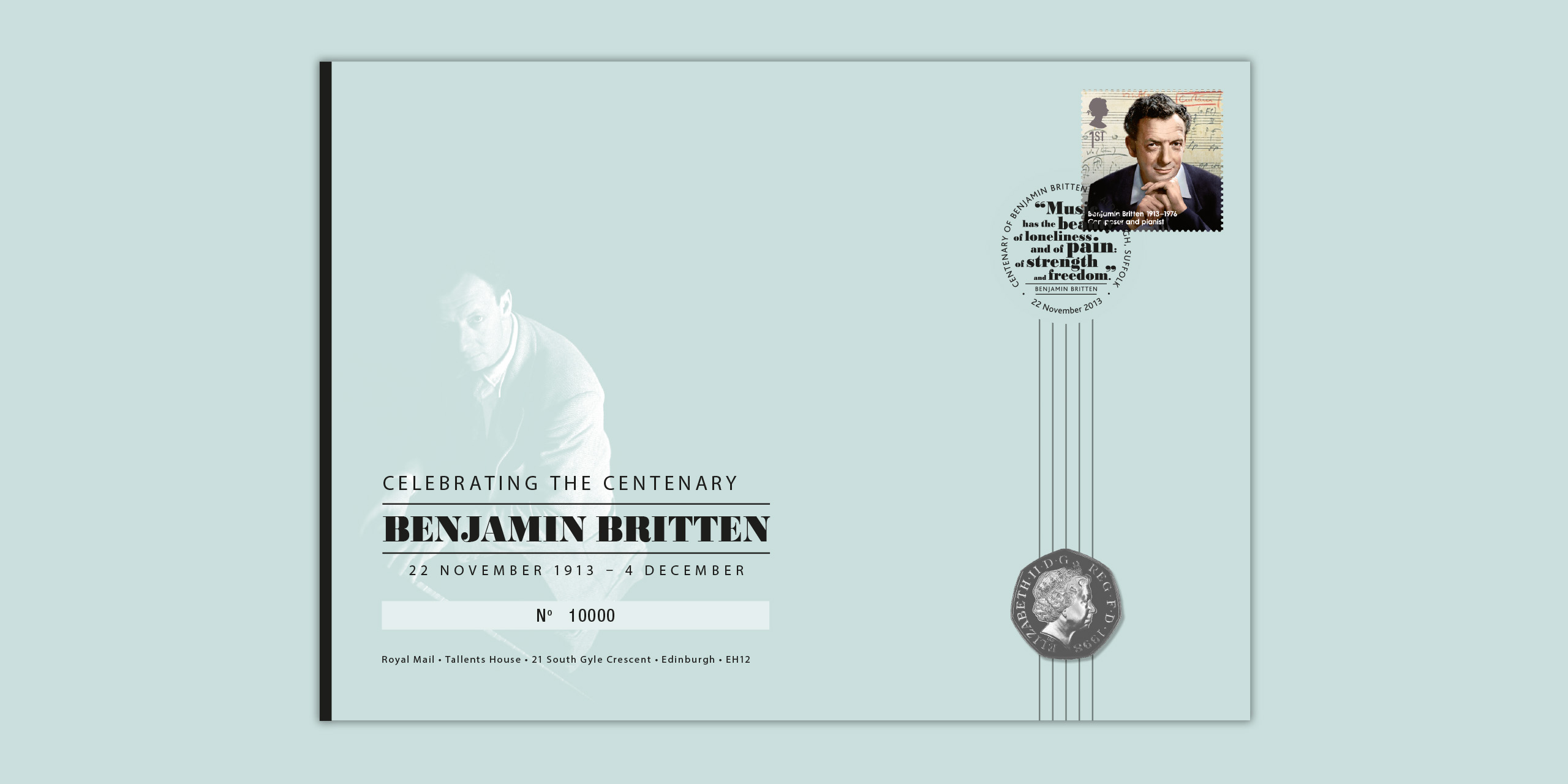 Royal Mail Benjamin Britten Coin Cover Envelope